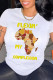 White Fashion Casual Print Basic O Neck T-Shirts