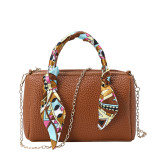 Brown Fashion Casual Patchwork Chain Strap Crossbody Bag