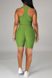 Red Sportswear Solid Patchwork O Neck Sleeveless Two Pieces