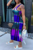 Red Sexy Print Patchwork U Neck Pencil Skirt Dresses