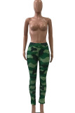 Red Blue Green Polyester Elastic Fly Mid camouflage pencil Pants Bottoms