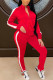 Red Fashion Sexy Casual Sportswear Solid Split Joint O Neck Long Sleeve Two Pieces