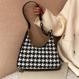 Deep Coffee Fashion Casual Plaid Shoulder Bags