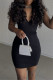 Black Sexy Casual Solid With Belt V Neck Vest Dress