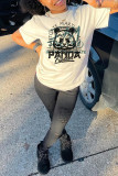 White Fashion Casual Print Basic O Neck Tops