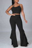 Red Sexy Casual Solid Backless Spaghetti Strap Sleeveless Two Pieces