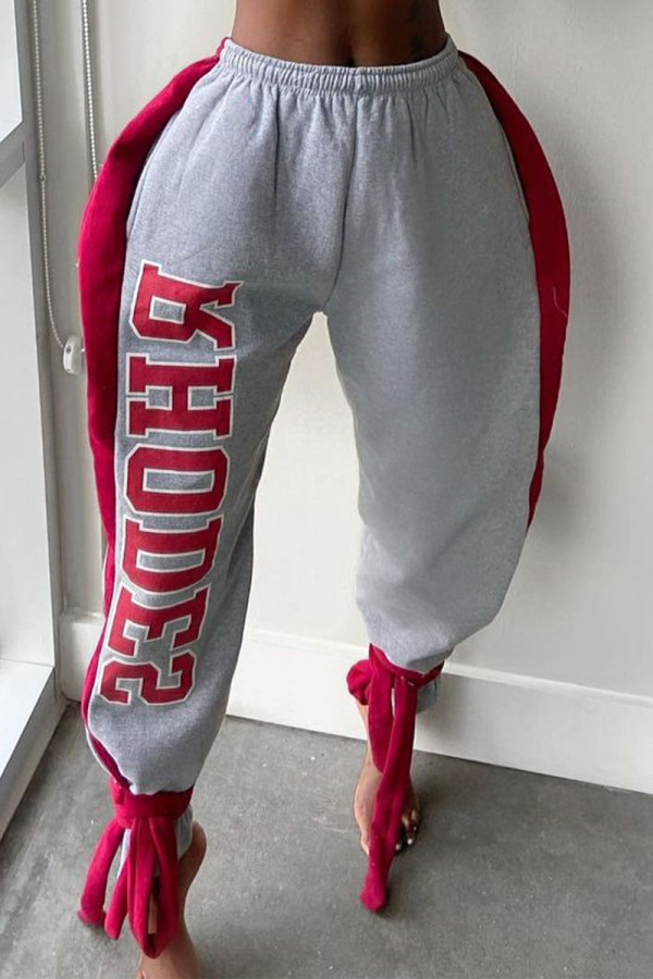 Grey Casual Patchwork Harlan Bottoms