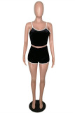 Blue Sexy Casual Solid Backless Spaghetti Strap Sleeveless Two Pieces