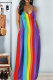 Multi-color Fashion Sexy Spaghetti Strap Sleeveless Slip Pleated Floor-Length Print asymmetrical Patchwork