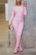 Pink Street Solid Patchwork O Neck Long Sleeve Two Pieces