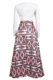 As Show Polyester Elastic Fly Sleeveless High Print Geometric Floral A-line skirt Pants