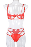 Red Sexy Solid Hollowed Out Split Joint Lingerie