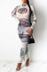 White Casual Print Patchwork See-through O Neck Pencil Skirt Dresses
