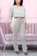 Light Gray Casual Solid Pocket O Neck Long Sleeve Two Pieces