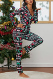 Black Sexy Print Patchwork V Neck Skinny Jumpsuits
