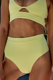 Pink Sexy Solid Hollowed Out Split Joint Swimwears