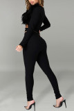 Brown Fashion Sexy Solid Patchwork Strap Design V Neck Long Sleeve Two Pieces