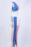 Red Sexy Color Block Patchwork O Neck Sleeveless Two Pieces