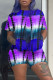 Purple Fashion Casual Tie Dye Printing O Neck Short Sleeve Two Pieces