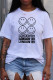 White Fashion Casual Print Basic O Neck Tops