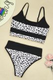 White Sexy Leopard Split Joint Printing Swimwears