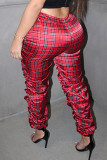 Red Sexy Print Fold Loose High Waist Bottoms