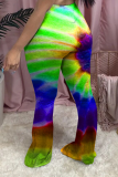 Multicolor Casual Print Split Joint Boot Cut High Waist Speaker Full Print Bottoms