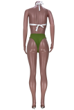 Red Sexy Solid Color Block Patchwork Swimwears