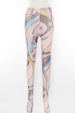 Multicolor Casual Print Patchwork Skinny High Waist Pencil Full Print Bottoms
