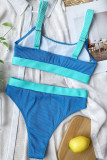 Blue Fashion Sexy Solid Split Joint Swimwears