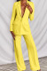Yellow Fashion Casual Solid Basic Turn-back Collar Long Sleeve Two Pieces