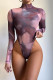 Multicolor Fashion Sexy Print Basic Turtleneck Skinny Romper