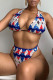 Blue Red Fashion Sexy Print Backless Swimwears