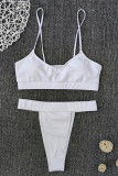White Sexy Butterfly Print Solid Color Swimwears