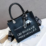 Silver Fashion Casual Letter Print Messenger Bag