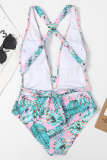 Pink Sexy Print Split Joint Swimwears