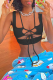 Black Sexy Solid Draw String Spaghetti Strap Tops