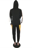 Black Casual Leopard Print Two Piece Suits Patchwork pencil Long Sleeve