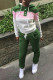 Green Fashion Casual Patchwork Basic Hooded Collar Long Sleeve Two Pieces