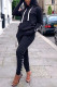 Black Fashion Casual Solid Basic Hooded Collar Long Sleeve Two Pieces