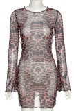 Leopard Print Street Print Leopard Backless Halter Pencil Skirt Dresses