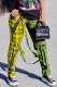 Yellow Casual Plaid Straight High Waist Bottoms