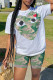 Camouflage Fashion Casual Print Basic O Neck Short Sleeve Two Pieces