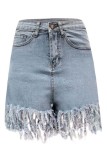 Blue Polyester Fashion Casual tassel Plus Size