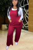 Wine Red Fashion Casual Street Polyester Twilled Satin Solid Pullovers Pants O Neck Long Sleeve Regular Sleeve Regular Two Pieces