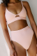 Pink Sexy Solid Hollowed Out Split Joint Swimwears