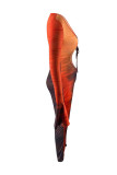 Orange Sexy Print Bandage Skinny Jumpsuits