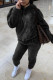 Black Fashion Casual Solid Basic Hooded Collar Long Sleeve Two Pieces