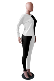 Yellow Casual Solid Split Joint O Neck Long Sleeve Two Pieces