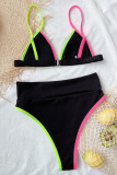 Multicolor Fashion Sexy Patchwork Backless Swimwears